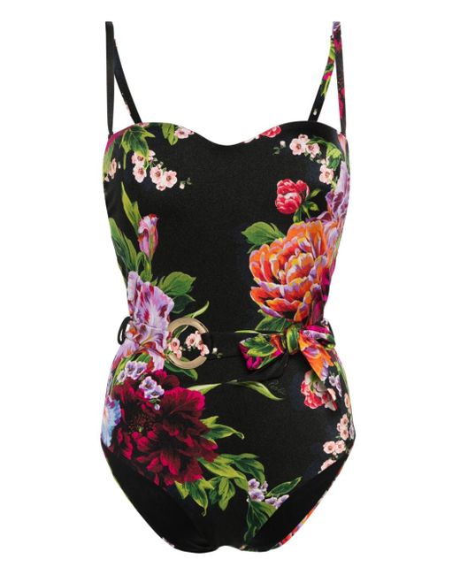 La Perla floral-print belted swimsuit