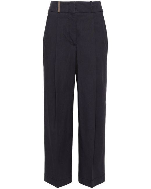 Peserico pressed-crease poplin tapered trousers