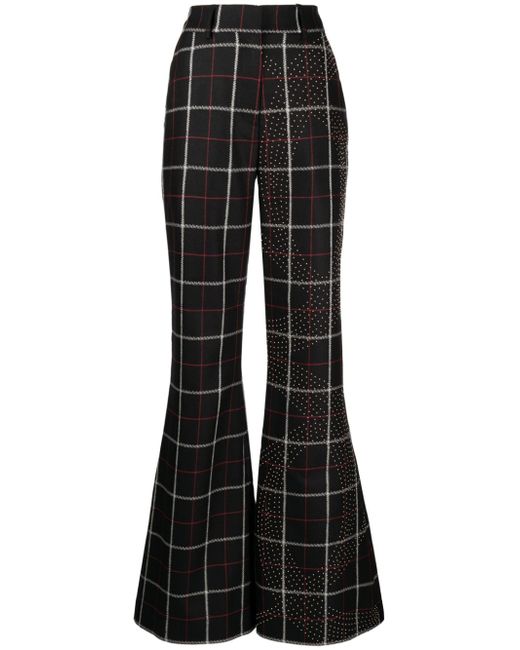 Elie Saab check-pattern stud-embellished flared trousers
