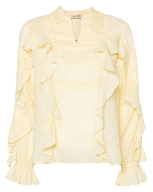 Twin-Set lace-detailing ruffled blouse