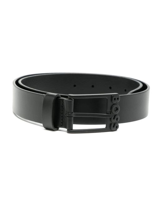 Boss logo-buckle leather belt