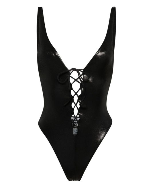 Dsquared2 V-neck metallic swimsuit