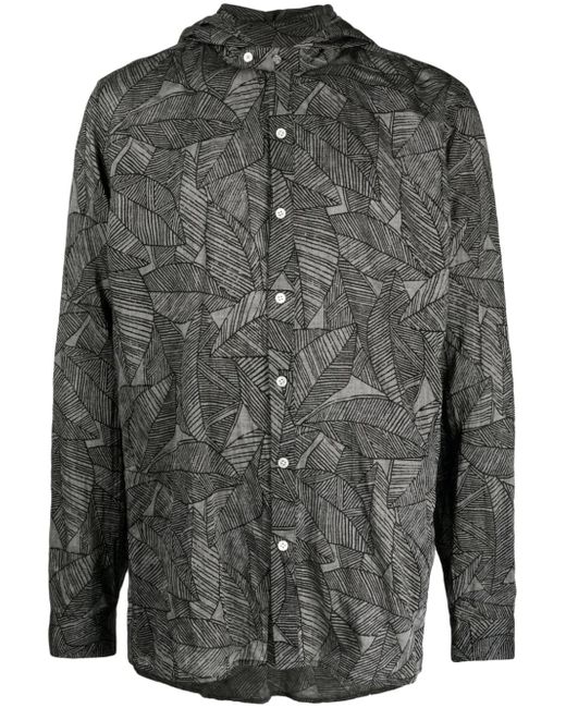 Mostly Heard Rarely Seen leaf-print hooded shirt