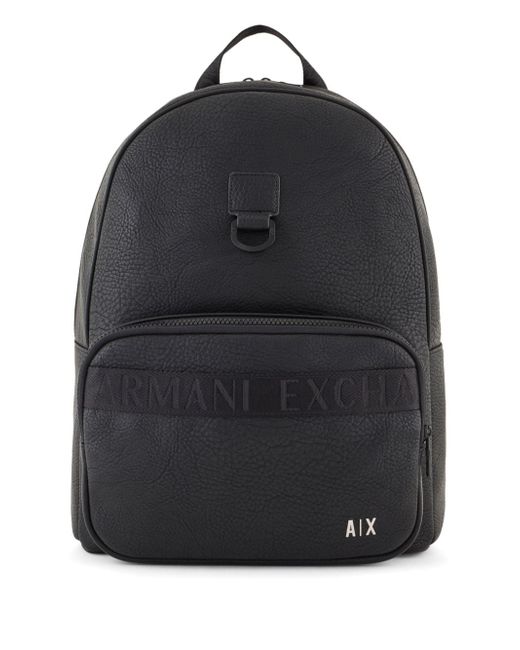 Armani Exchange logo-tape faux-leather backpack