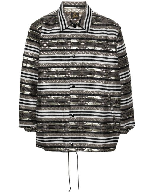 Needles patterned-jacquard striped shirt jacket
