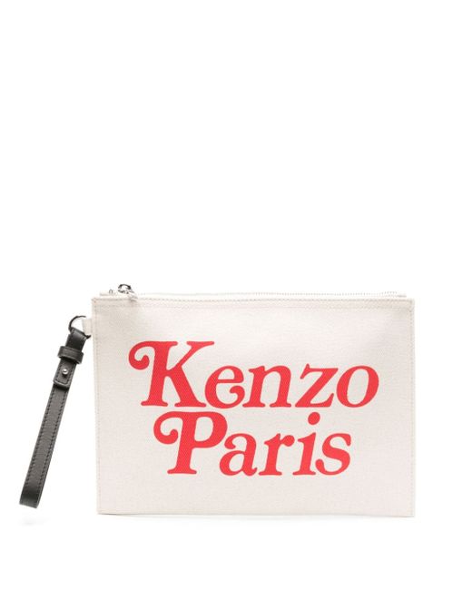 Kenzo logo-print cotton clutch bag