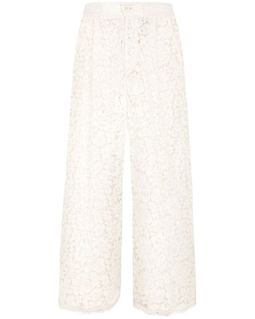 Dolce & Gabbana wide-leg floral-lace trousers