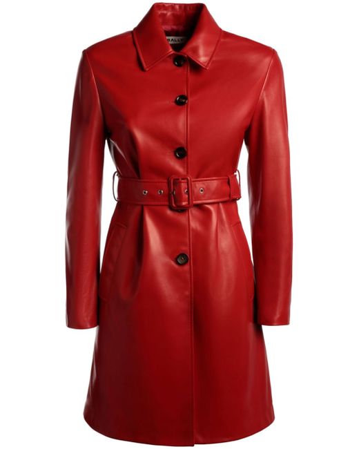 Bally belted nappa-leather coat