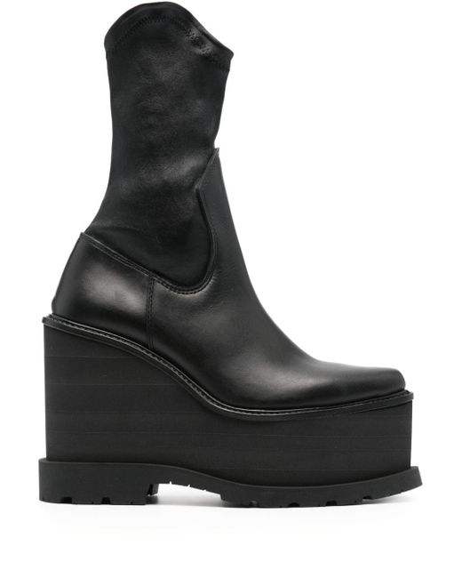 Sacai 140mm leather wedge cowboy boots