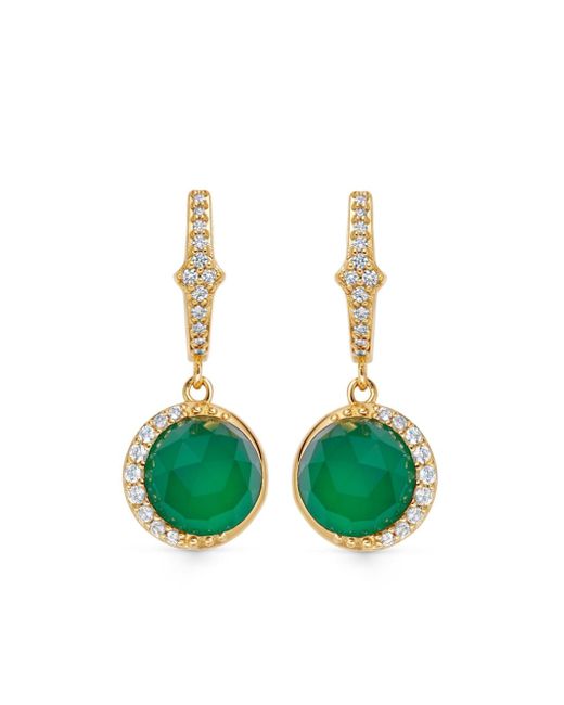 Astley Clarke 18kt recycled vermeil Luna chalcedony and sapphire drop earrings