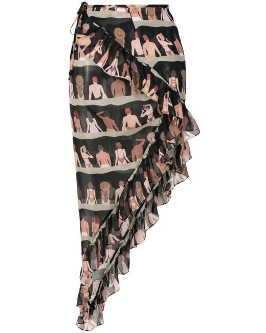 Amir Slama graphic-print asymmetric skirt