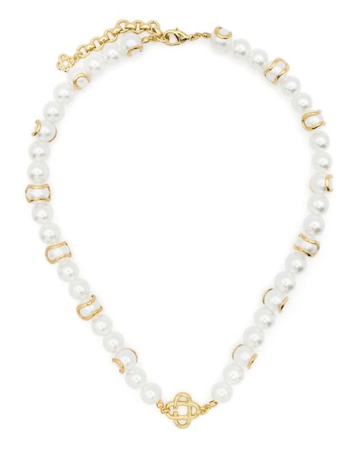 Casablanca logo-charm pearl necklace