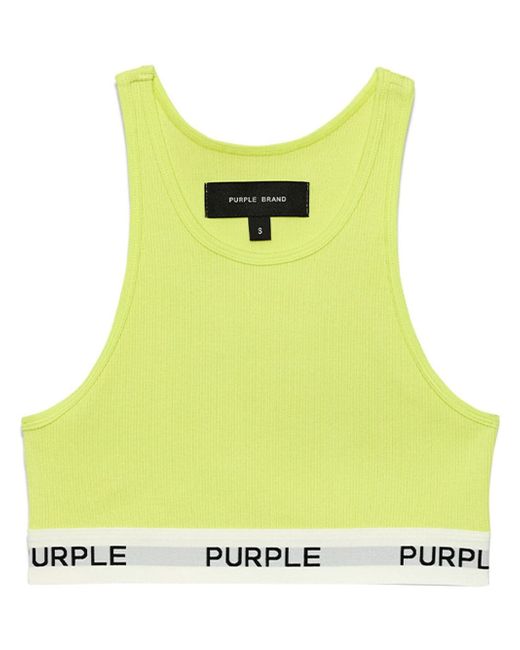 Purple Brand logo-tape sports bra