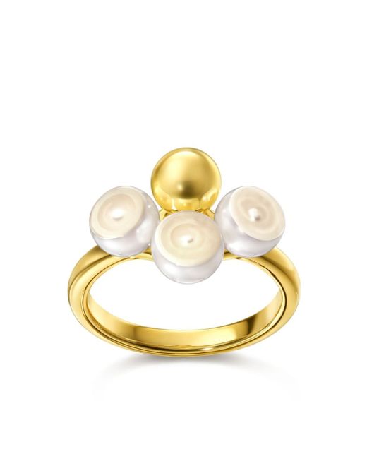 Tasaki 18kt yellow M/G Sliced Sphere pearl ring
