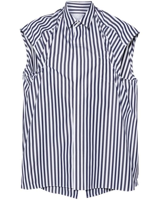 Sacai striped poplin sleeveless shirt