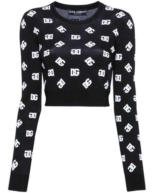 Dolce & Gabbana logo-intarsia cropped jumper