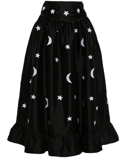 Batsheva moon-motif flared midi skirt