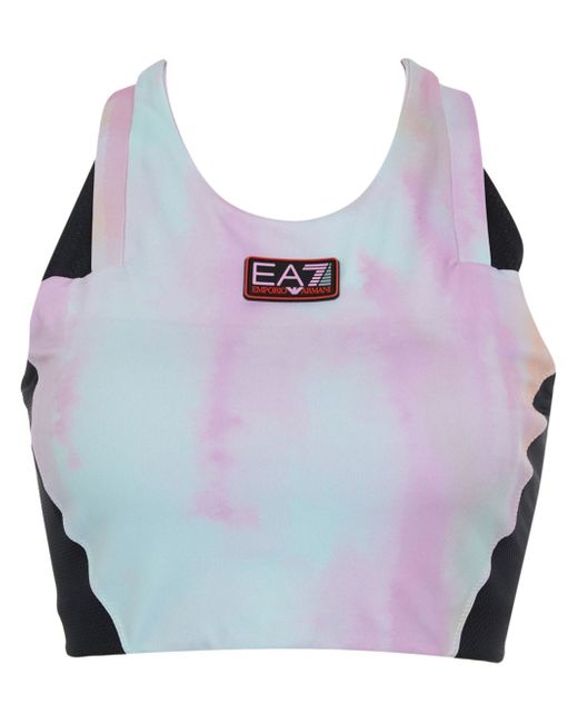 Ea7 watercolour logo-appliqué sports bra
