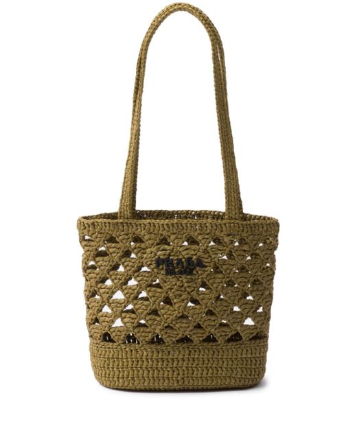 Prada logo-lettering crochet shoulder bag