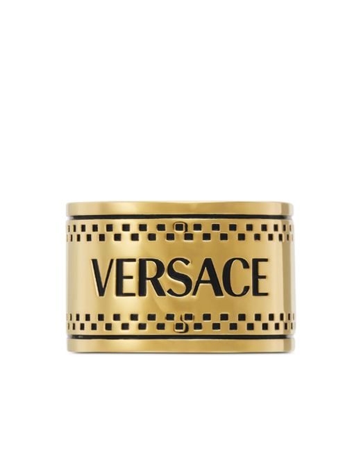 Versace logo-engraved chunky ring
