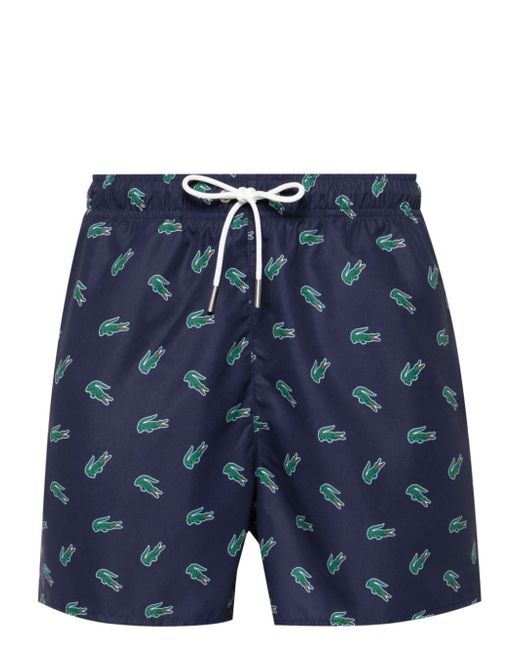 Lacoste Crocodile-print drawstring swim shorts