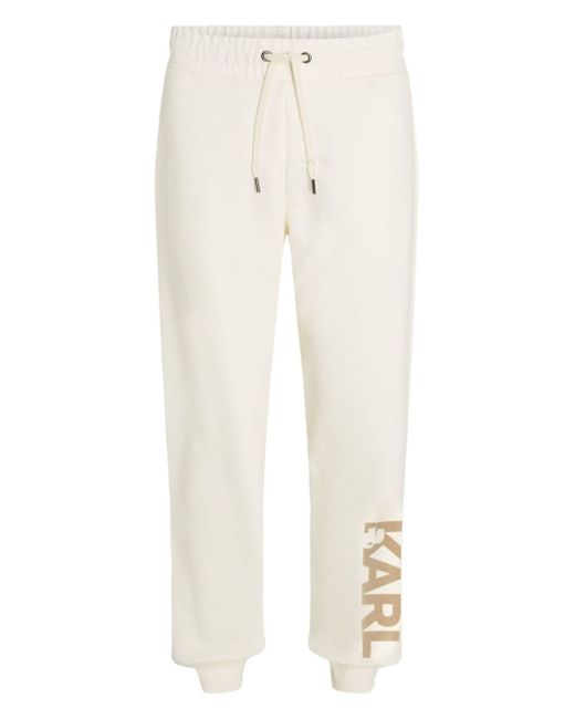 Karl Lagerfeld flocked-logo organic-cotton track pants
