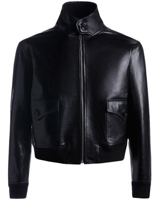 Bally cropped leather jacket
