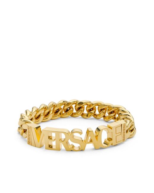 Versace logo-lettering polished-finish bracelet