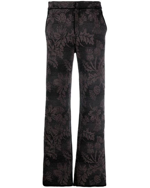 Barrie floral-jacquard straight-leg lurex trousers