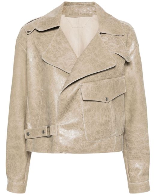 Salvatore Santoro cracked-effect leather jacket