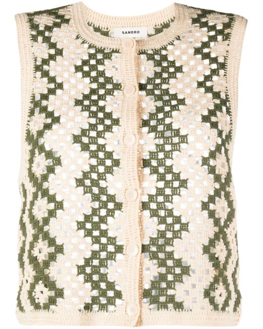 Sandro crochet-knit crop top