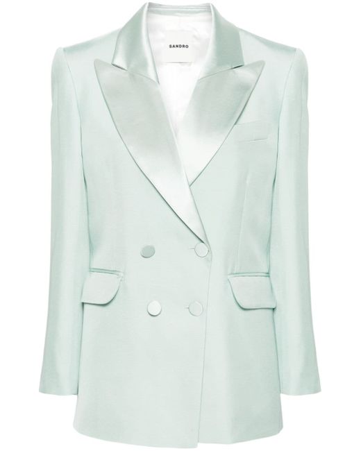 Sandro double-breasted twill-weave blazer