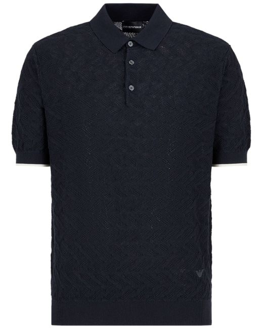 Emporio Armani patterned-knit polo shirt