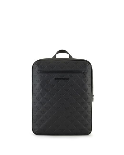 Emporio Armani logo-debossed leather backpack