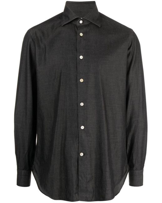 Kiton spread-collar stretch-cotton shirt
