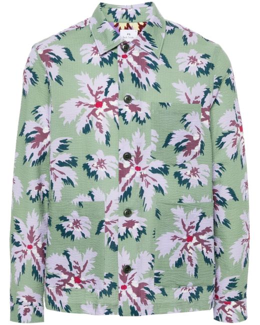 PS Paul Smith floral-print seersucker shirt jacket