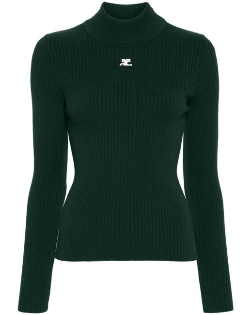 Courrèges logo-patch ribbed jumper