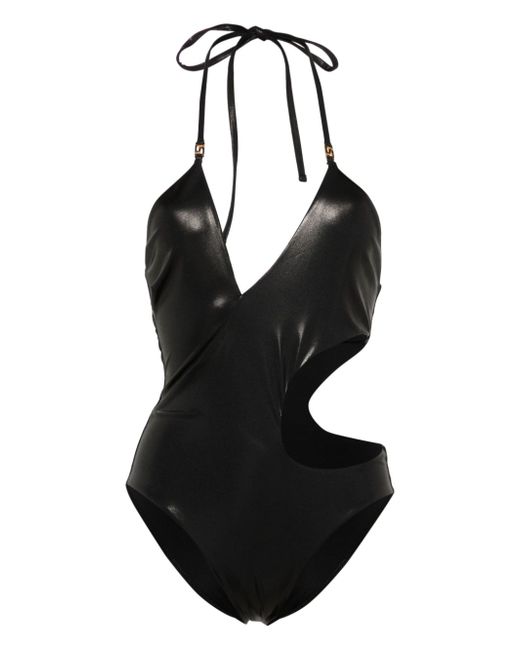 Versace Greca cut-out halterneck swimsuit