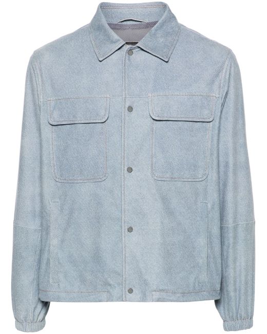 Emporio Armani patterned suede shirt jacket
