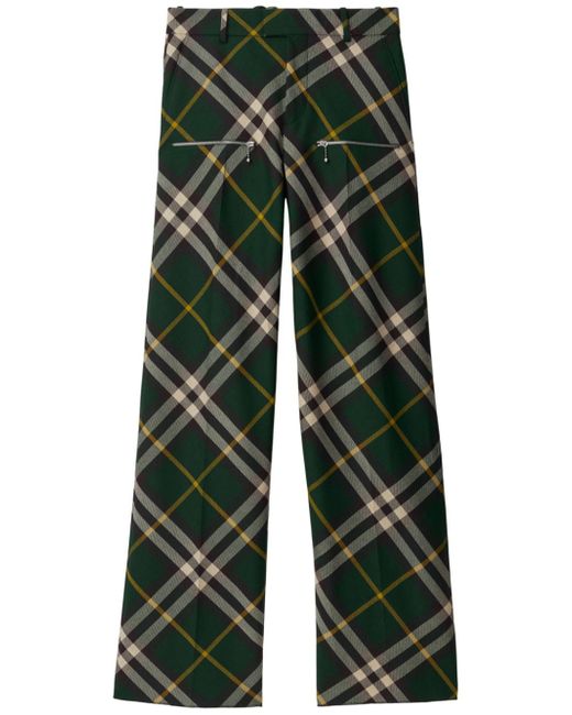 Burberry check wide-leg wool trousers