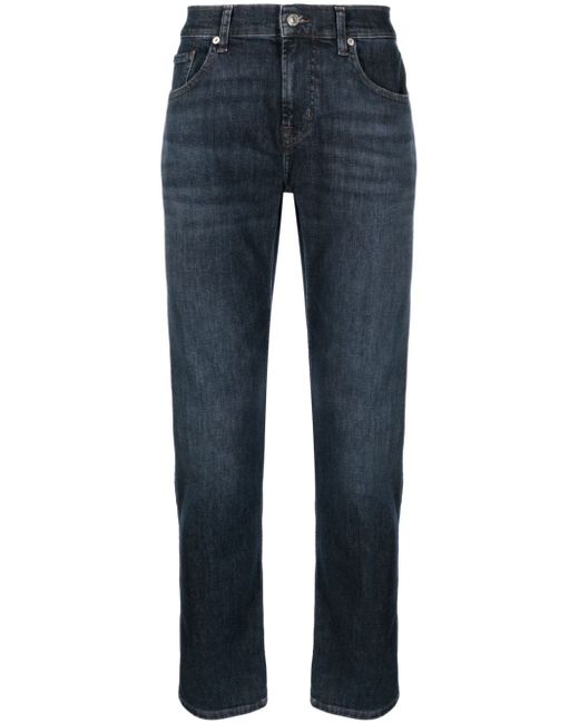 7 For All Mankind whiskering-effect tapered-leg jeans