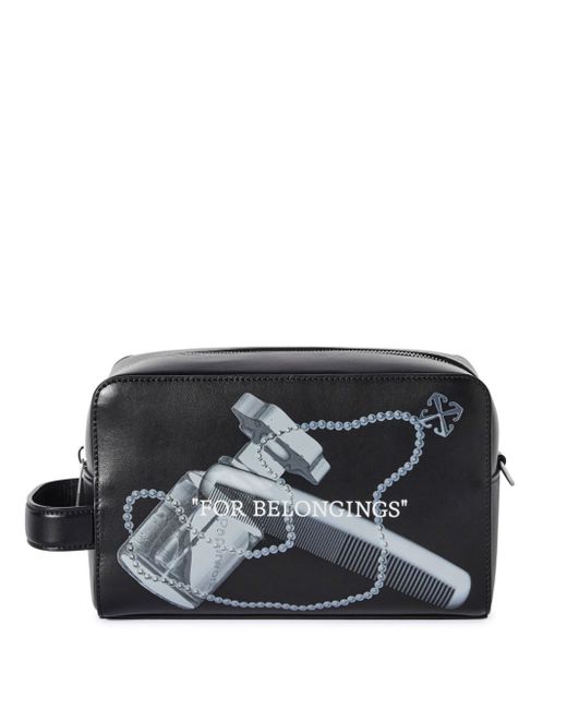 Off-White Quote Bookish leather wash bag
