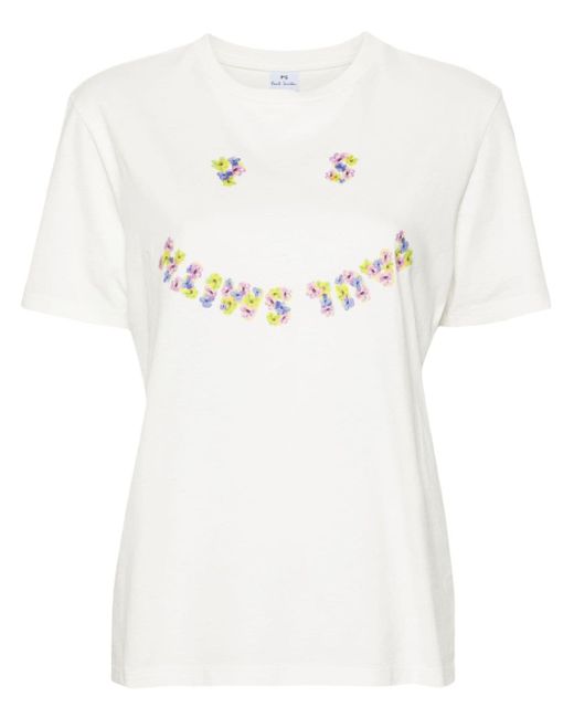 PS Paul Smith Floral Happy-print cotton T-shirt