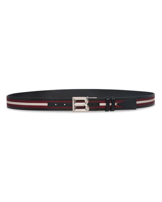 Bally logo-buckle striped leather belt