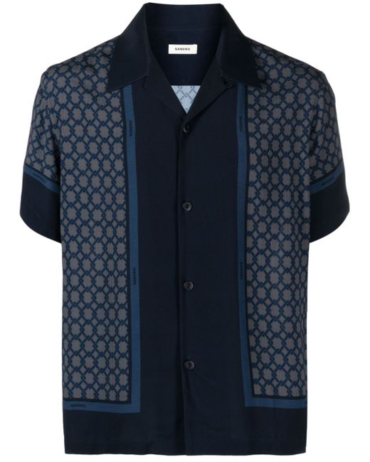 Sandro patterned-jacquard short-sleeve shirt
