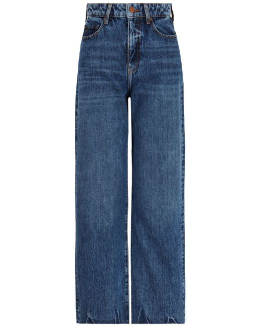 Armani Exchange logo-appliqué whiskering-effect straight-leg jeans