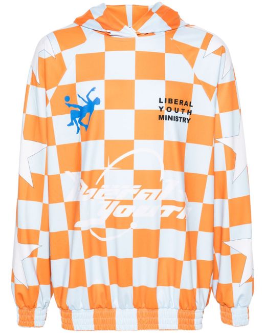 Liberal Youth Ministry logo checkerboard-print hoodie