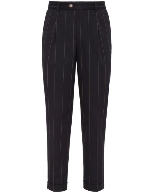 Brunello Cucinelli stripe-pattern wool-blend tapered trousers