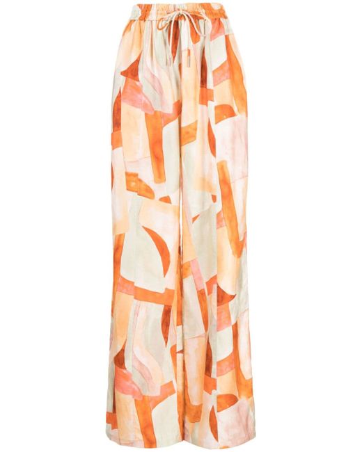 Acler Edmond abstract-print palazzo trousers