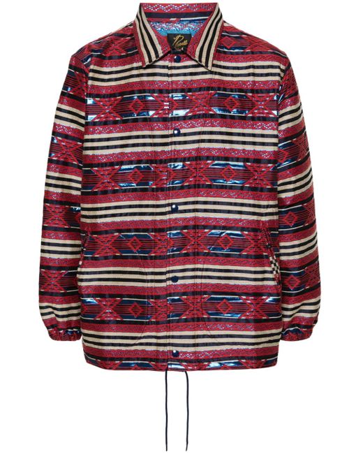 Needles patterned-jacquard striped shirt jacket
